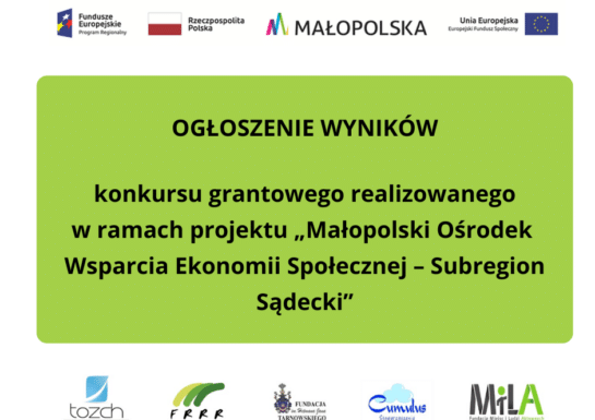 napis ogłoszenie wyników na zielonym tle